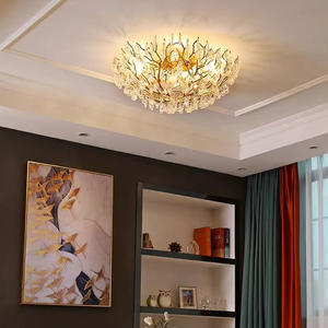 Gran rama nórdica Vintage Led latón oro comedor sala de estar Hotel lujo techo colgante luz moderna candelabros de cristal - Product Image 4