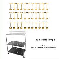 Lampes de table LED sans fil personnalisables pour hôtels, restaurants, événements, projets hôteliers, commerce, lot de 33, chariot de recharge mobile à 33 ports