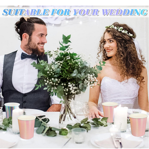 Vasos de Papel Brillantes Degradables con Efecto Láser, Vasos Iridiscentes para Fiestas de Boda, Vasos para Bebidas Frías como Jugo, Té, Leche, Refrescos - Product Image 2