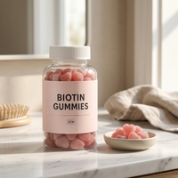 Gommes à la biotine, complément de vitamine B7, forme de cœur, rose, complément alimentaire à mâcher, 60 unités, étiquette privée OEM