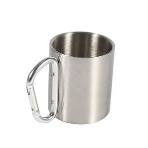 Tasse métallique <span class=keywords><strong>Double</strong></span> paroi avec <span class=keywords><strong>mousqueton</strong></span>, facile à transporter, en acier inoxydable, 180ml, pour Camping voyage escalade - Product Image 5