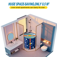Baignoire portable personnalisable avec design pliable, 6 barres de soutien, anti-basculement avec couvercle, tissu Oxford, capacité de 170 L, écologique