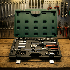 1/4" 1/2" 55pcs Socket Set with Satin Finish - Product Image 1