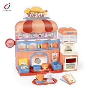 Comida de juguete pretend play fast food toys juicer set and burger station simulation kitchen play house fast food shop toys