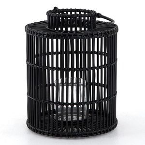 Boho Lamp Vintage Woven Table Bedside <b>Black</b> Rattan <b>Lantern</b> Style Rustic Nightstand Lamp Decorative Ramadan <b>Lanterns</b> - Product Image 4