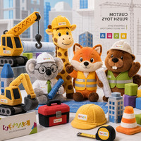 Peluche personnalisée pour ouvrier du bâtiment, poupée en peluche d'ingénieur animal pour cadeau de sécurité d'entreprise et jeu éducatif sur les carrières pour enfants