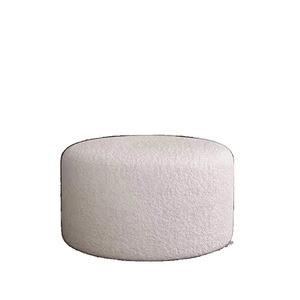 Taburete de sofá Taburete de reposapiés de sala de estar circular, cojín de asiento móvil de lana de cordero con rejilla de Mil Pájaros - Product Image 3