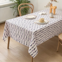 Nappe Moderne Nordique en Jacquard Tissé Polyester Rayures Horizontales Violet Beige Lavable Rectangulaire pour Table à Manger Maison