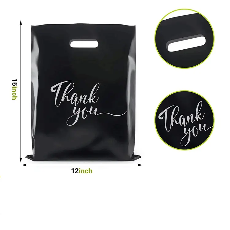 Custom With Logo Plastic Die Cut Bags Clothing Pink Plastic Thank You Shopping Bag