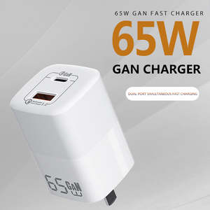 Chargeur GaN 65W USB C Mini Plug Double Sortie PD QC3.0 Charge Rapide Portable Prise EU US pour <span class=keywords><strong>iPhone</strong></span> MacBook Samsung Ordinateur Portable - Product Image 2