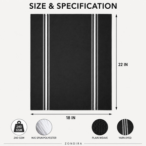 Serbet Bistro Hitam Bergaris Terbalik Buatan Tangan Dapat Digunakan Kembali 18x22 Inci 240GSM MJS Benang Poliester Spun Berwarna Untuk Restoran Hotel Komersial - Product Image 2
