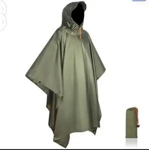 Hooded PVC Button Raincoat Waterproof Clear Poncho Rainwear One Size for Man and Women