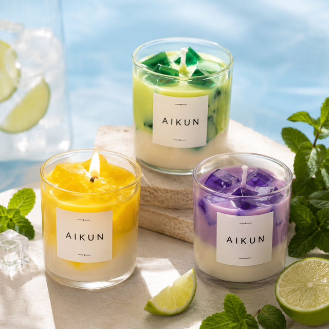 AIKUN Layered Fragrant Jelly Wax Reusable Tumbler Jar Candle Scented Candle Aromatherapy Candle for Room Decor Bulk Order