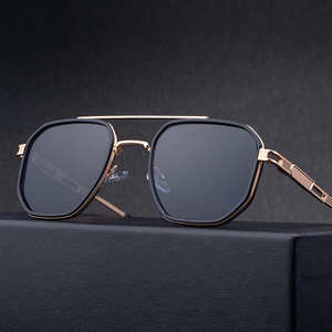 Occhiali da <span class=keywords><strong>Sole</strong></span> KAJILA all'Ingrosso, Design Personalizzato con Logo, Montatura in Metallo a Doppio Ponte, Cerniera a Molla, Lenti Polarizzate UV400 per Uomo - Product Image 2