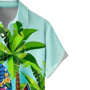 เสื้อฮาวายสำหรับผู้ชาย แขนสั้นทรงหลวม คอตั้ง ปักโลโก้ได้ ระบายอากาศได้ดี พิมพ์ลาย ODM เสื้อชายหาด รีสอร์ท ลำลอง - Product Image 4