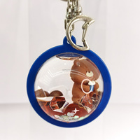 Porte-clés en acrylique liquide avec décoration animale 3D personnalisée, flotteur, paillettes et sable mouvant – Cadeau promotionnel souvenir