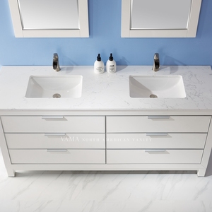 VAMA Nhà Máy 72 Inch Lớn Sơn Mài Bằng Gỗ Rắn Phòng Tắm Vanities Tủ Phòng Tắm Với Bồn Rửa Đôi Từ Phật Sơn 533072 - Product Image 6