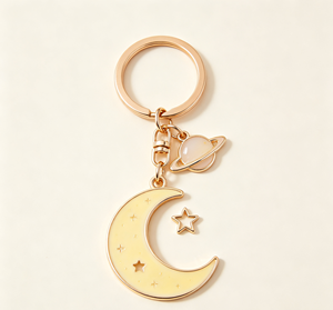 Llavero de Metal Esmaltado con Diseño de Planeta Lunar, Acabado Suave, Recuerdo Decorativo, Regalo - Product Image 4