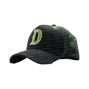 Sombrero G5 Gorras Dandy Hats Halloween Gorras de béisbol deportivas de gamuza Dobby con bordado de diamantes de imitación 'LA' y diseño desgastado - Product Image 6