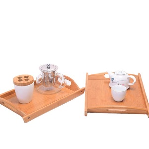 Plateau rectangulaire en bambou de style japonais, plateau à thé en bois massif, égouttoir, plateau de service pour fruits et pain, utilisation à domicile ou à l'hôtel - Product Image 4