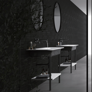 <span class=keywords><strong>Lavabo</strong></span> da Bagno Opaco in Pietra Artificiale, Lavandino Moderno Decorativo in Superficie Solida da Parete - Product Image 5