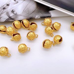 Electroplated Alloy <b>Small</b> <b>Bell</b> Hollow Gold Plated Tiger Head Pendant For Necklace Making DIY Jewelry Accessories Round Shape - Product Image 1