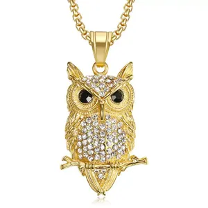 Luxe à la mode de haute qualité Pvd acier inoxydable hibou <span class=keywords><strong>bijoux</strong></span> <span class=keywords><strong>bijoux</strong></span> fins hibou colliers breloques pour la fabrication de femmes 316l - Product Image 1