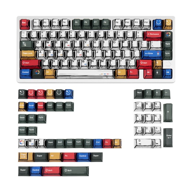 Caricature Style PBT Dye Sublimation 140-Key Full Set Mechanical Gaming Keyboard Cherry Profile with OEM/ODM Custom Support