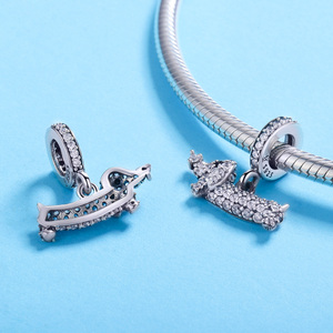 Fábrica 925 plata esterlina perro amapola Dachshund redondo CZ piedra deslumbrante cuentas brillantes para dama marca encanto pulsera SCC709 - Product Image 2