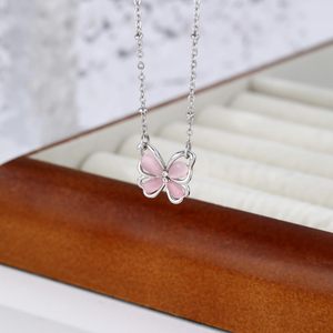 Collana a catena in oro 18K con motivo a <span class=keywords><strong>farfalla</strong></span> <span class=keywords><strong>rosa</strong></span> con zirconi 42 + 5cm collana alla moda in ottone per regalo N0716 - Product Image 2