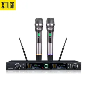 BK202 Sans Fil UHF XLR Conector De 3 Pinos Mic De Estudio Microfone Portátil Sem Fio Duplo