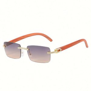 Gafas de Sol Rectangulares con Marco Pequeño, Retro, para Hombre y Mujer, Protección UV400, Montura Cuadrada con Diamantes, Sin Marco, Moda 2022 - Product Image 6