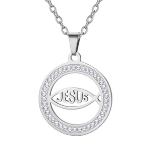 Collar Ichthus con Cruz <span class=keywords><strong>de</strong></span> Jesús Cristo, Colgante Ichthys, Sello <span class=keywords><strong>de</strong></span> Jerusalén, Amuleto Religioso, Joyería Cristiana - Product Image 5