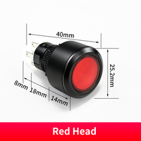 Interrupteur à bouton-poussoir HUSA 22mm LA22Y 1NO1NC, auto-bloquant, momentané, avec anneau noir et voyant lumineux intégral, pour appareils électroménagers