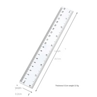 Règle pour étudiants en gros, 15 cm/20 cm/30 cm, plastique transparent, droite, impression bilatérale, pouces/cm, avec emballage indépendant