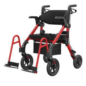 Maedest <b>Walker</b> Rollator Z55 Red Aluminum Alloy Walking Aid For <b>Elderly</b> Mobility Support - Product Image 4