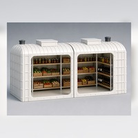 Cave de jardin souterraine modulaire en PRV avec rangement pour aliments et vins, et étagères sur mesure pour installation en extérieur