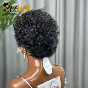 Perruque Chioma en promotion, perruque courte bouclée 13x4 HD avec dentelle transparente, noire naturelle, 100% cheveux humains bruts pour personnes noires - Product Image 2