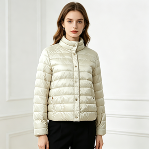 Veste matelassée en nylon brillant 400T de qualité supérieure pour <span class=keywords><strong>femme</strong></span>, manteau en coton léger et thermique pour usage quotidien décontracté, logo personnalisé - Product Image 1