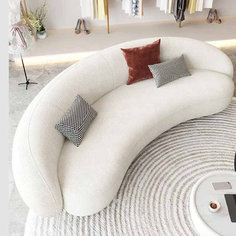 Modern new design half moon leather sofa living room arc-shaped creative fabric sofa for home hotel furniture