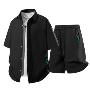 Conjunto de Camiseta Polo de Manga Corta y Pantalones Cortos con Bloques de Color al por Mayor, Conjunto de 2 Piezas Personalizado de Fábrica para Hombre - Product Image 3