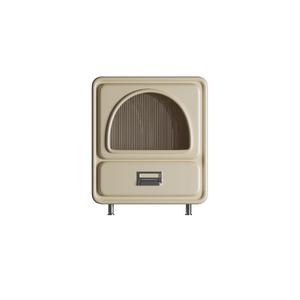 Creamy Yellow Nightstand With <b>Storage</b> <b>Drawer</b> And Glass Door For Bedroom Use - Product Image 5