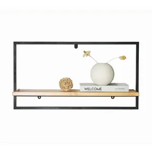 Attractive Price New Type Stainless Steel Mount Wood Gold Wall Shelf for Wall