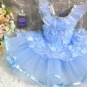 P0023 Neuerscheinung Ballett Tutu Mädchen schicke Bühnenperformance Tanzkleidung Blumenmuster Kinderparty Kostüme