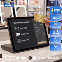 Kiosco Android de 11 Pulgadas Tipo L con Lector NFC RFID y PoE para Pago de Autoservicio y Programa de Fidelización