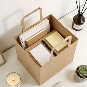 Sacs en papier kraft personnalisés, épais, à fond carré et poignées plates, pour l'emballage alimentaire, les courses et les cadeaux - Product Image 5