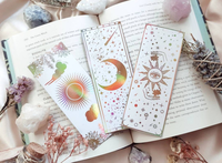 Marque-pages personnalisés en feuille d'or céleste pour les amateurs de livres, marque-pages mystiques lune et soleil en carton découpé au laser, vente en gros