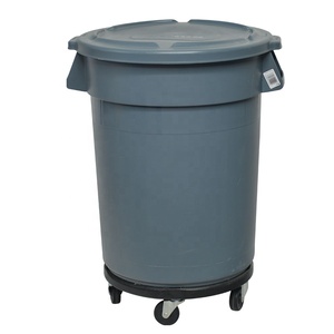 Contenedor de <span class=keywords><strong>Basura</strong></span> Redondo con Tapa Abatible de Polipropileno <span class=keywords><strong>Gris</strong></span> de 120L, <span class=keywords><strong>Cubo</strong></span> de <span class=keywords><strong>Basura</strong></span> con Ruedas para Reciclaje - Product Image 3