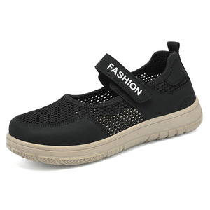 Chaussures d'été respirantes à semelle souple pour femme, style grand-mère, en microfibre, à bout large, grandes tailles, confortables, avec fermeture Velcro, pour pieds larges - Product Image 4