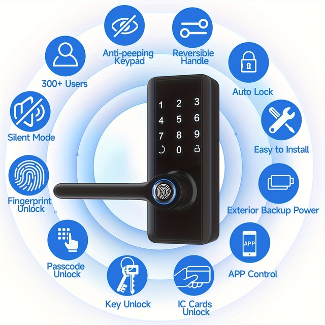 Smart Aluminum Anti-theft Swipe Card Secure Office Locker Handle Electronic Digital RFID Keypad Door Lever Lock App Cloud